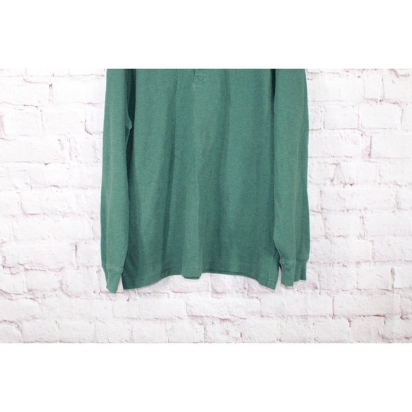 LL Bean Unshrinkable Mini Waffle Henley Long-Sleeve Cotton Green XL - Picture 8 of 11